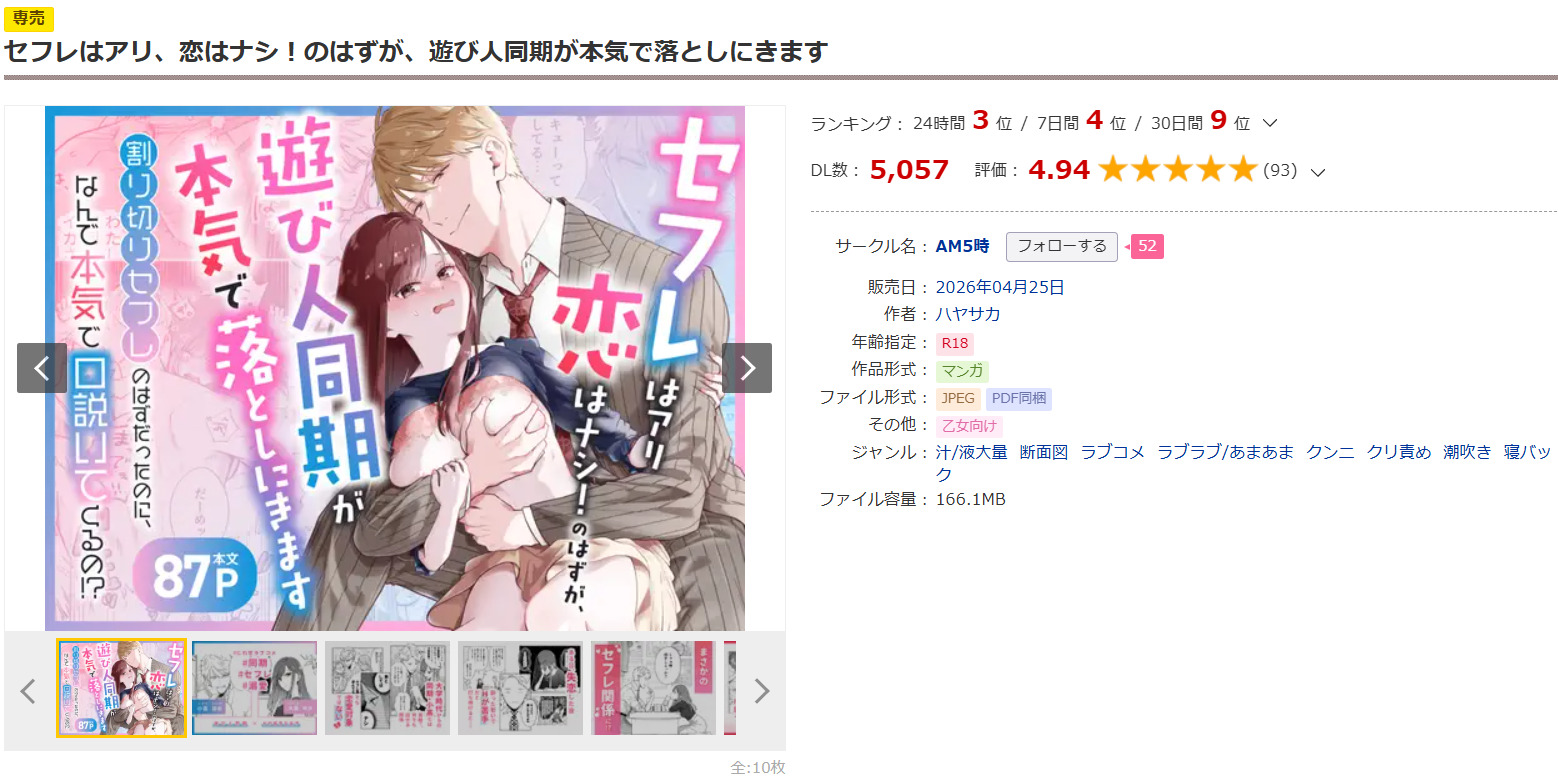 セフレはアリ、恋はナシ!のはずが、遊び人同期が本気で落としにきますDLsite